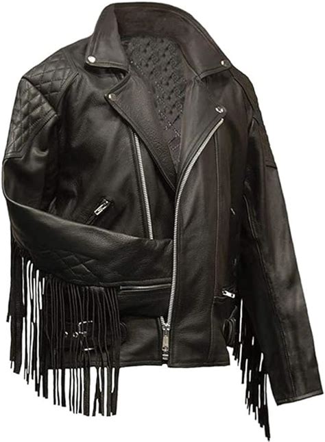 Amazon.com: Mens Leather Fringe Jacket